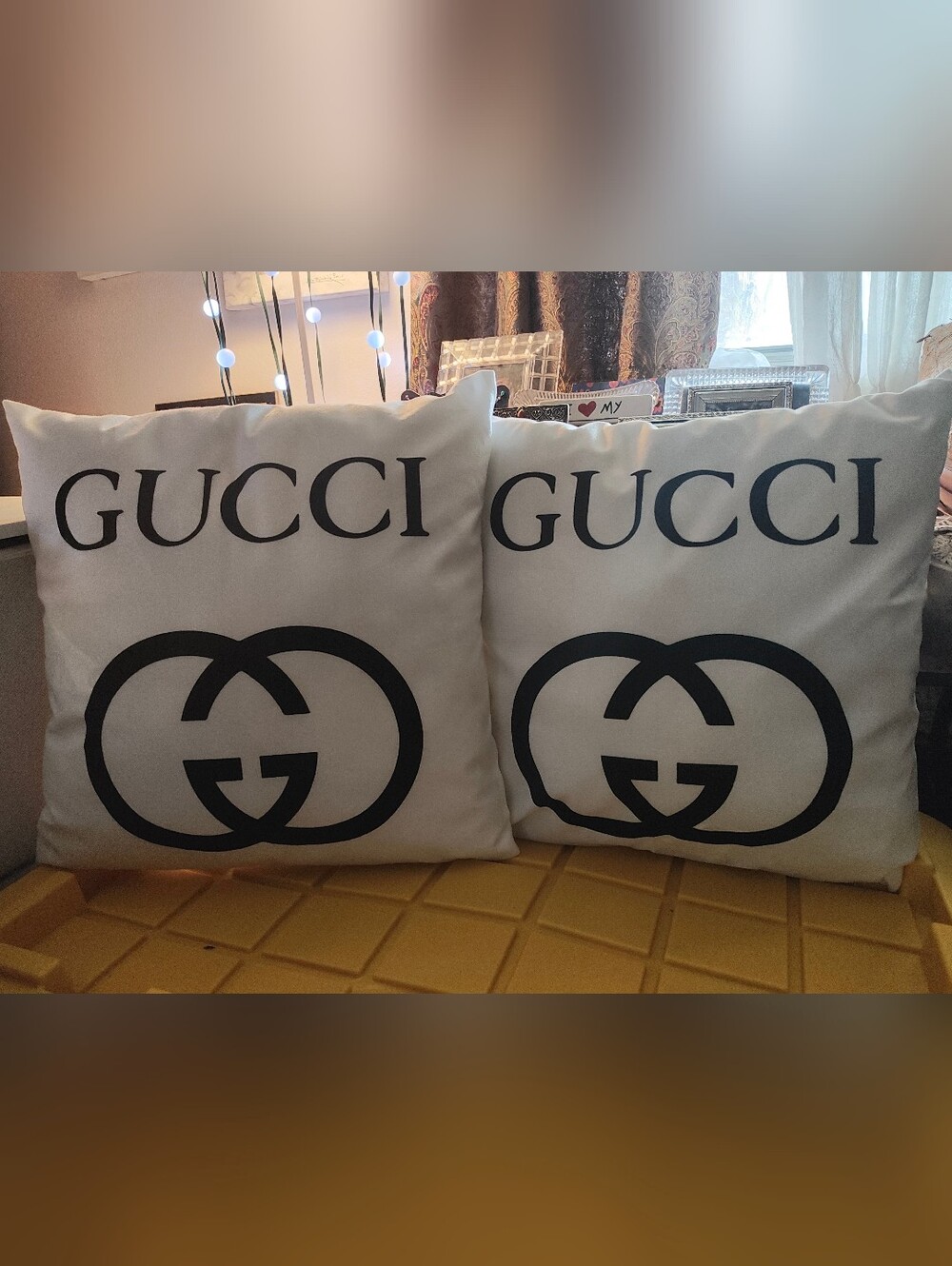 White and Black Logo Decorative Pillow Pair